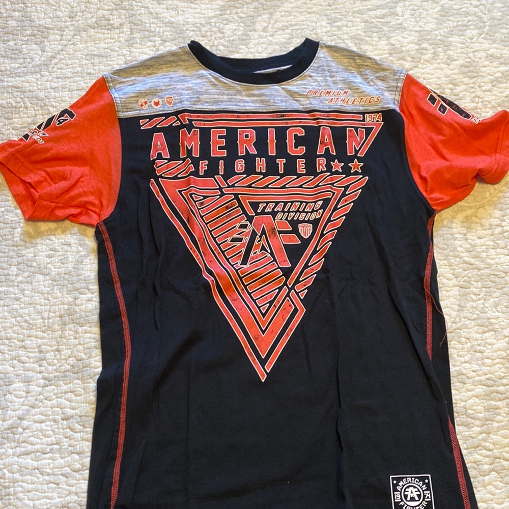 Black and Coral American Fighter Shirt